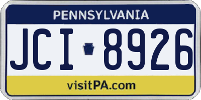 PA license plate JCI8926