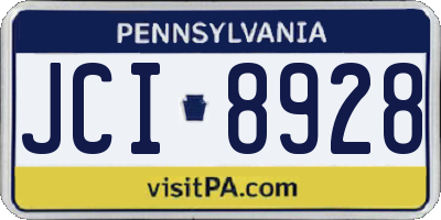 PA license plate JCI8928