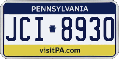 PA license plate JCI8930