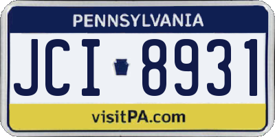 PA license plate JCI8931