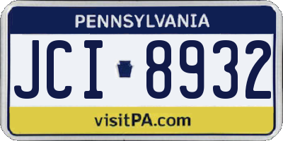 PA license plate JCI8932