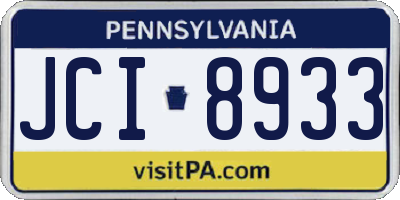 PA license plate JCI8933