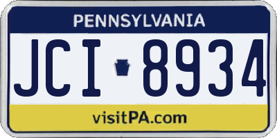 PA license plate JCI8934