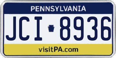 PA license plate JCI8936