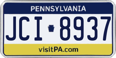 PA license plate JCI8937