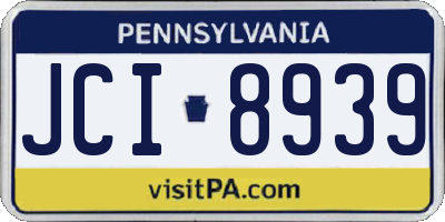 PA license plate JCI8939