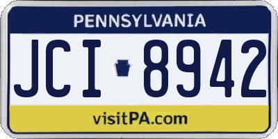 PA license plate JCI8942