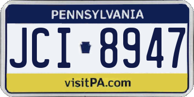 PA license plate JCI8947