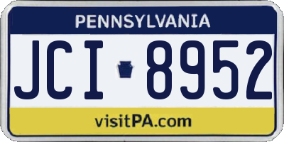 PA license plate JCI8952