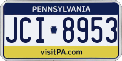 PA license plate JCI8953