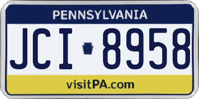 PA license plate JCI8958