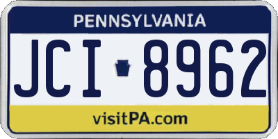 PA license plate JCI8962