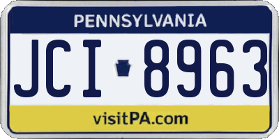 PA license plate JCI8963