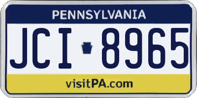 PA license plate JCI8965