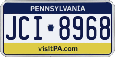 PA license plate JCI8968
