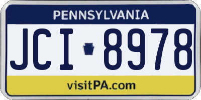 PA license plate JCI8978