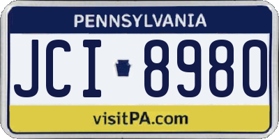 PA license plate JCI8980