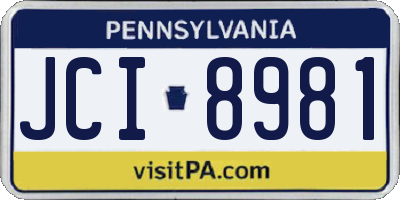PA license plate JCI8981