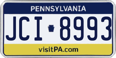 PA license plate JCI8993