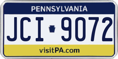 PA license plate JCI9072