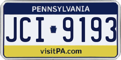 PA license plate JCI9193