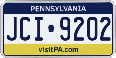 PA license plate JCI9202