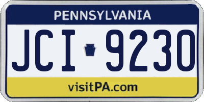 PA license plate JCI9230