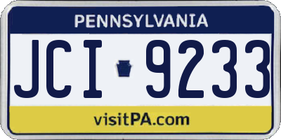 PA license plate JCI9233