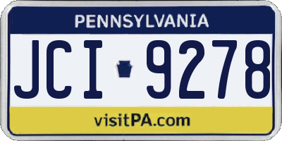 PA license plate JCI9278