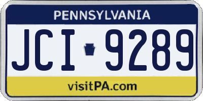 PA license plate JCI9289