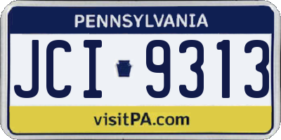 PA license plate JCI9313
