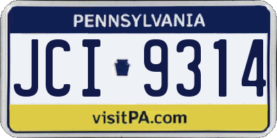 PA license plate JCI9314
