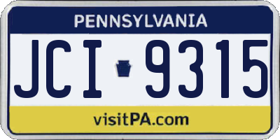 PA license plate JCI9315