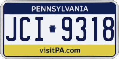 PA license plate JCI9318