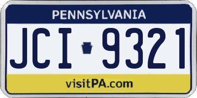 PA license plate JCI9321