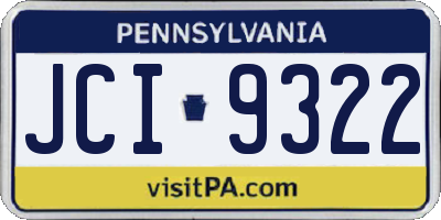 PA license plate JCI9322