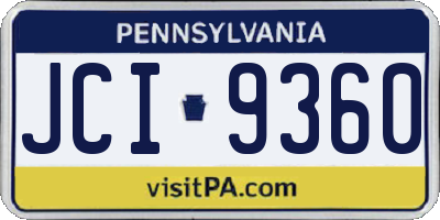 PA license plate JCI9360