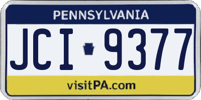 PA license plate JCI9377