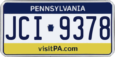 PA license plate JCI9378
