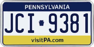 PA license plate JCI9381