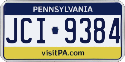 PA license plate JCI9384