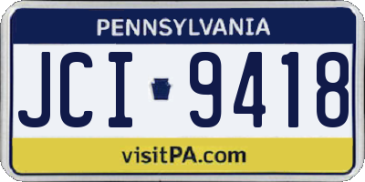 PA license plate JCI9418