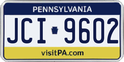 PA license plate JCI9602
