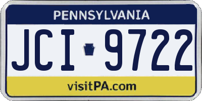 PA license plate JCI9722