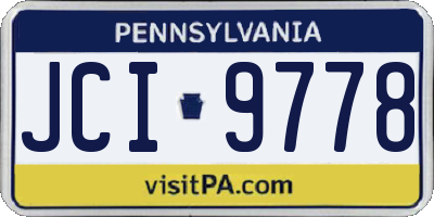 PA license plate JCI9778