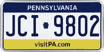 PA license plate JCI9802