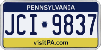 PA license plate JCI9837