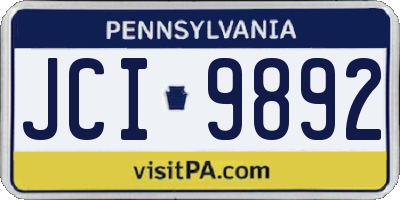 PA license plate JCI9892