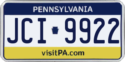 PA license plate JCI9922
