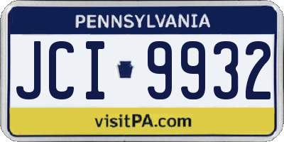 PA license plate JCI9932
